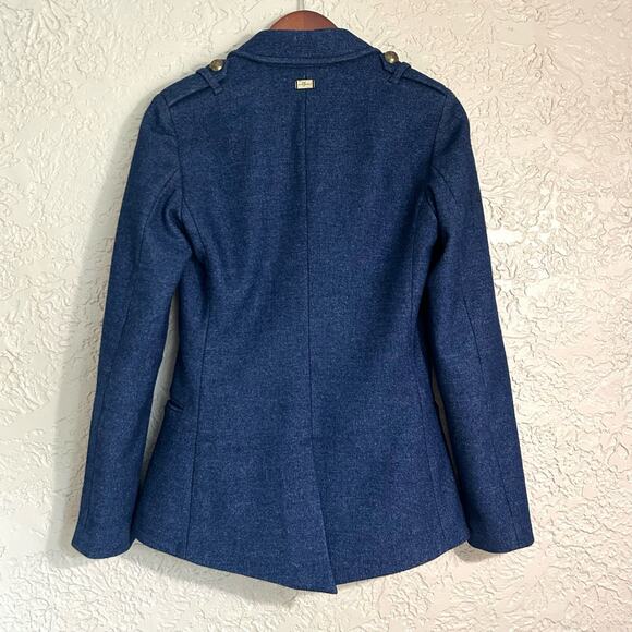 7 For All Mankind XS Wool Blend Blue Double Breasted Button Down Blazer Jacket - Picture 6 of 16
